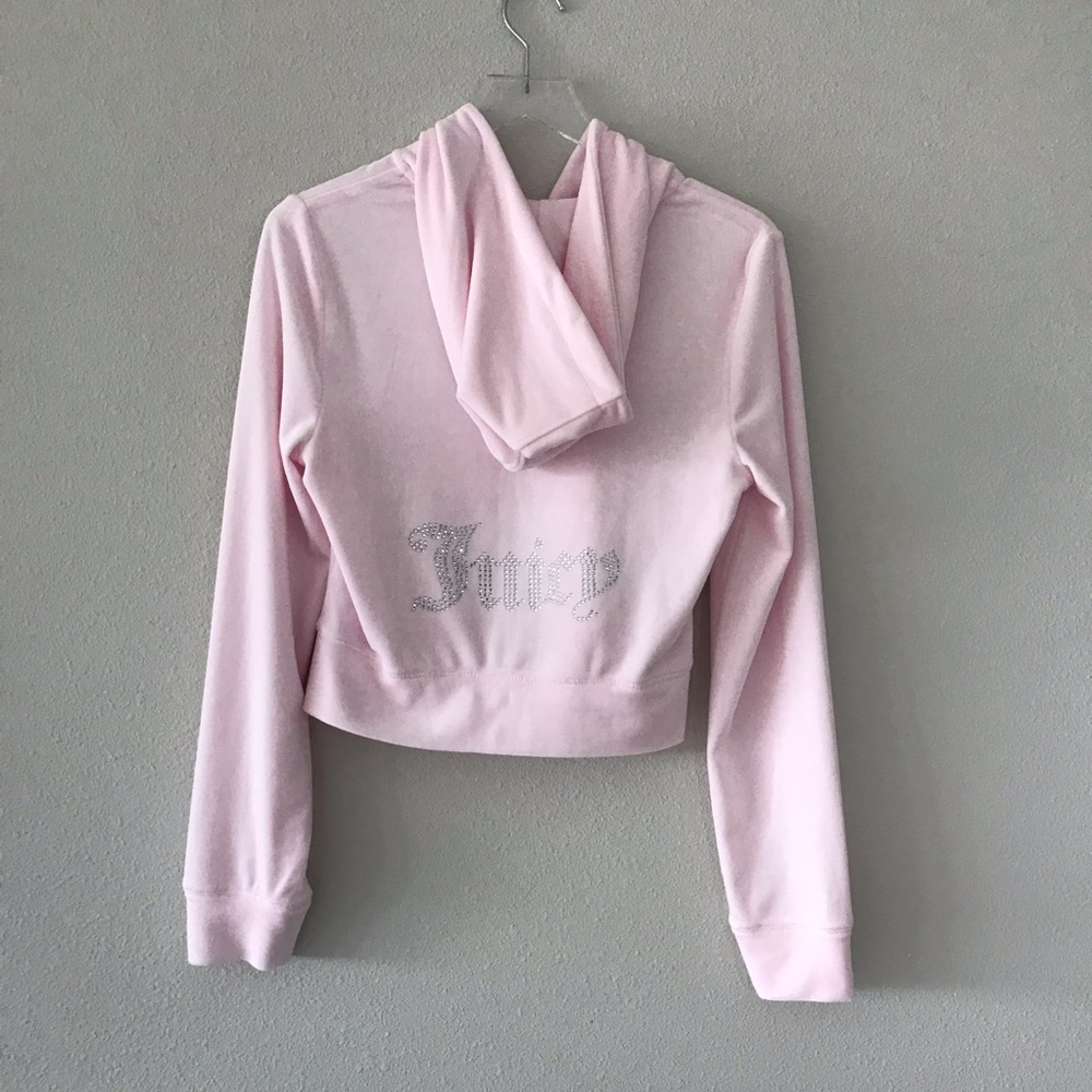 JUICY COUTURE Velour OG Bling Tracksuit Hoodie & Pant Set Light Pink Size M - Picture 2 of 10